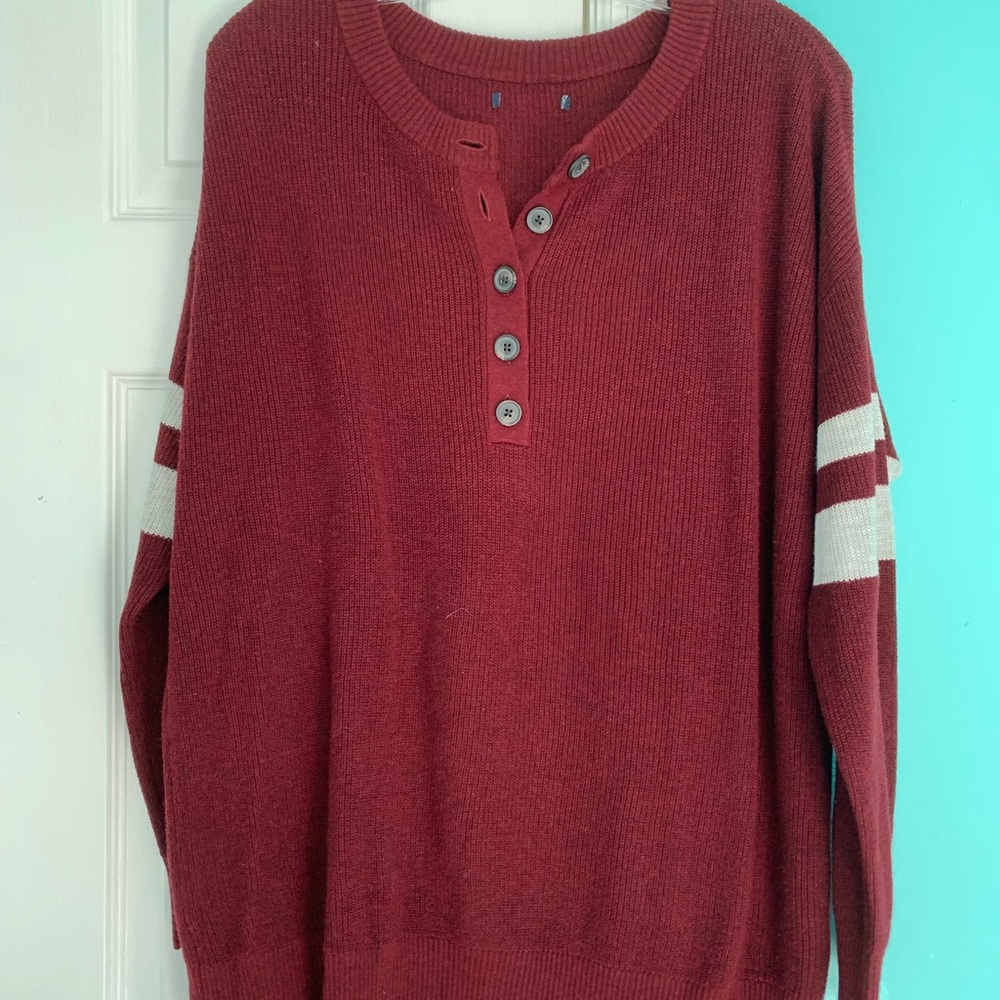 american eagle burgundy button up sweater